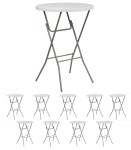 10 Pack Plastic Folding Bar Height Tables
