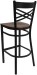 X Back Black Metal Bar Stool with Mahogany Wood Seat