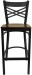 X Back Black Metal Bar Stool with Mahogany Wood Seat