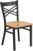Metal X Cross Back Restaurant Chair Natural Wood Seat